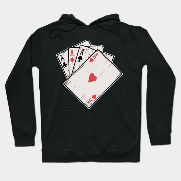 Traditional Tattoo Four Aces Playing Card Game Hoodie by Mesyo